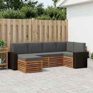 Rohová sofa sada s polštářem 6 pcs Přirozená a Anthracitová - obrázek 1