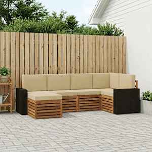 Rohová sofa sada s polštářem 6 pcs Přirozená a Béžová - obrázek 1