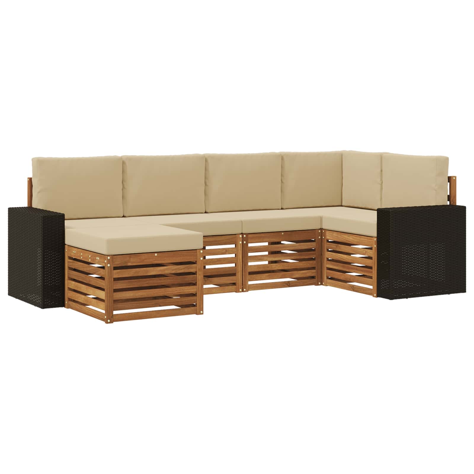 vidaXL Buiten bankenset 6 st 5-zits Natuurlijk en Beige, foto 3