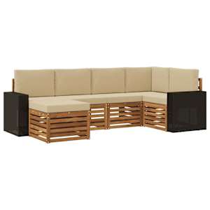 Rohová sofa sada s polštářem 6 pcs Přirozená a Béžová - obrázek 2