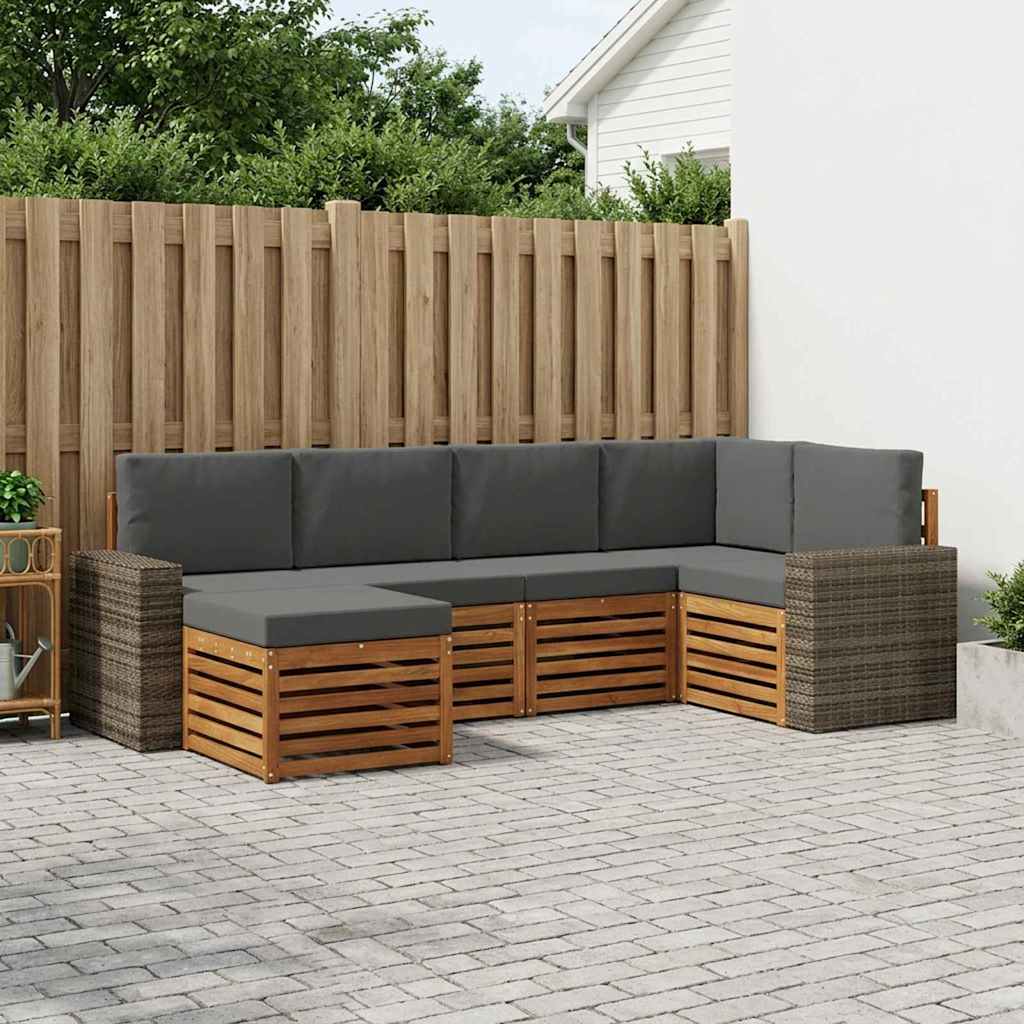 vidaXL Udendørs sofagruppe 6 stk. Naturlig og Antracit Polyester