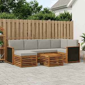 Rohová sofa sada s polštářem 6 pcs Přírodní a světle šedá - obrázek 1