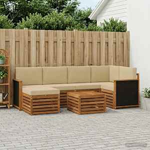 Rohová sofa sada s polštářem 6 pcs Přírodní - obrázek 1