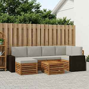 Rohová sofa sada s polštářem 7 pcs Přírodní a světle šedá - obrázek 1