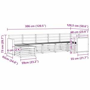 Rohová sofa sada 6 pcs Přírodní Masivní akátové dřevo - obrázek 9