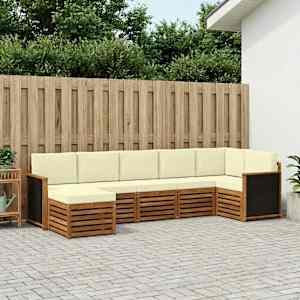 Rohová sofa sada s polštářem 6 pcs Přirozená a Krémová - obrázek 1