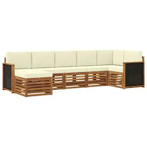 Rohová sofa sada s polštářem 6 pcs Přirozená a Krémová - obrázek 2