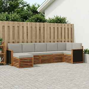 Rohová sofa sada s polštářem 6 pcs Přírodní a světle šedá - obrázek 1