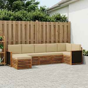 Rohová sofa sada s polštářem 6 pcs Přírodní - obrázek 1