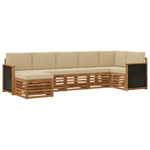 Rohová sofa sada s polštářem 6 pcs Přírodní - obrázek 2