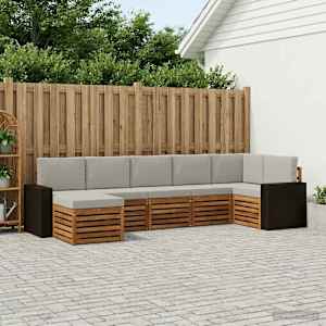 Rohová sofa sada s polštářem 7 pcs Přírodní a světle šedá - obrázek 1