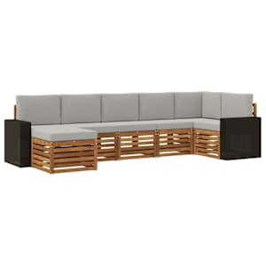 Rohová sofa sada s polštářem 7 pcs Přírodní a světle šedá - obrázek 2