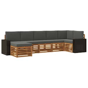 Rohová sofa sada s polštářem 7 pcs Přirozená a Anthracitová - obrázek 2