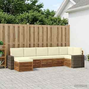 Rohová sofa sada s polštářem 7 pcs Přirozená a Krémová - obrázek 1