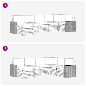 Rohová sofa sada s polštářem 7 pcs Přirozená a Krémová - obrázek 7