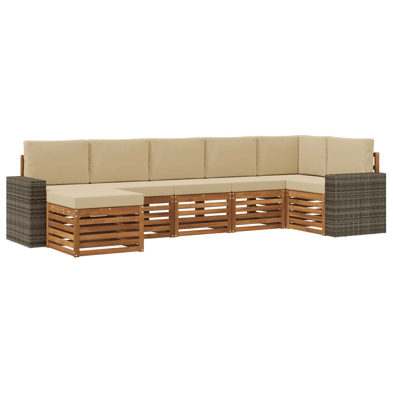 vidaXL Buiten bankenset 7 st 6-zits Natuurlijk en Beige, foto 3
