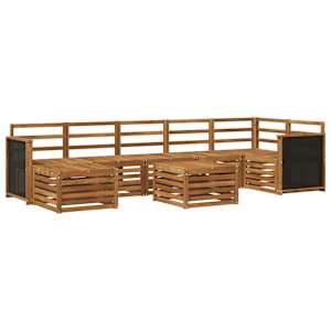 Zunanja garnitura za sedenje 7 pcs Naravna Masiven les akacije