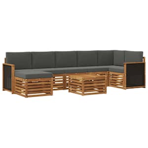 Zunanja garnitura za sedenje 7 pcs Naravna in antracitna