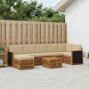 Zunanja garnitura za sedenje z blazino 7 pcs Naravna