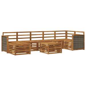 Zunanja garnitura za sedenje 7 pcs Naravna Masiven les akacije