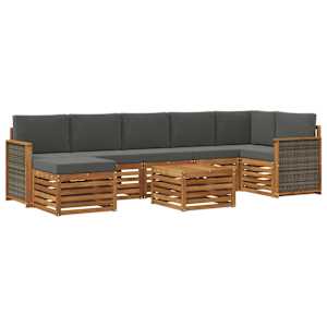Zunanja garnitura za sedenje 7 pcs Naravna in antracitna