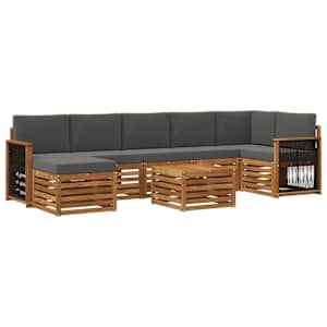 Zunanja garnitura za sedenje 7 pcs Naravna in antracitna