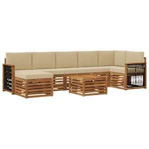 Zunanja garnitura za sedenje z blazino 7 pcs Naravna