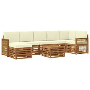Zunanja garnitura za sedenje z blazino 7 pcs Naravna in smetana