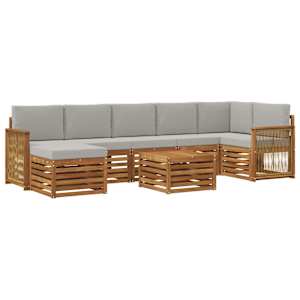 Zunanja garnitura za sedenje 7 pcs Naravna in svetlo siva