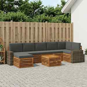 Zunanja garnitura za sedenje 8 pcs Naravna in antracitna