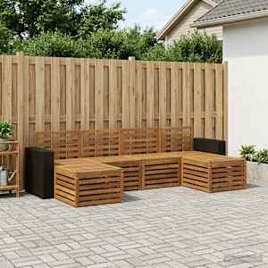 Sedežne garniture 6 pcs Naravna Masiven les akacije