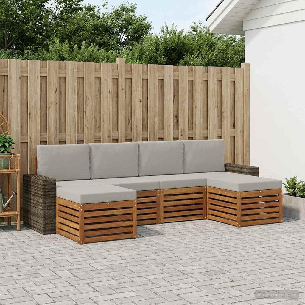 Sedací soupravy s polštářem 6 pcs Přírodní a světle šedá