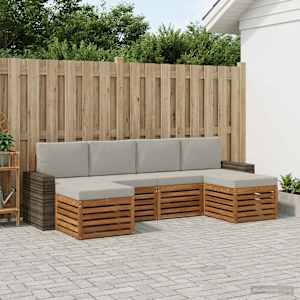 Sedežne garniture z blazino 6 pcs Naravna in svetlo siva