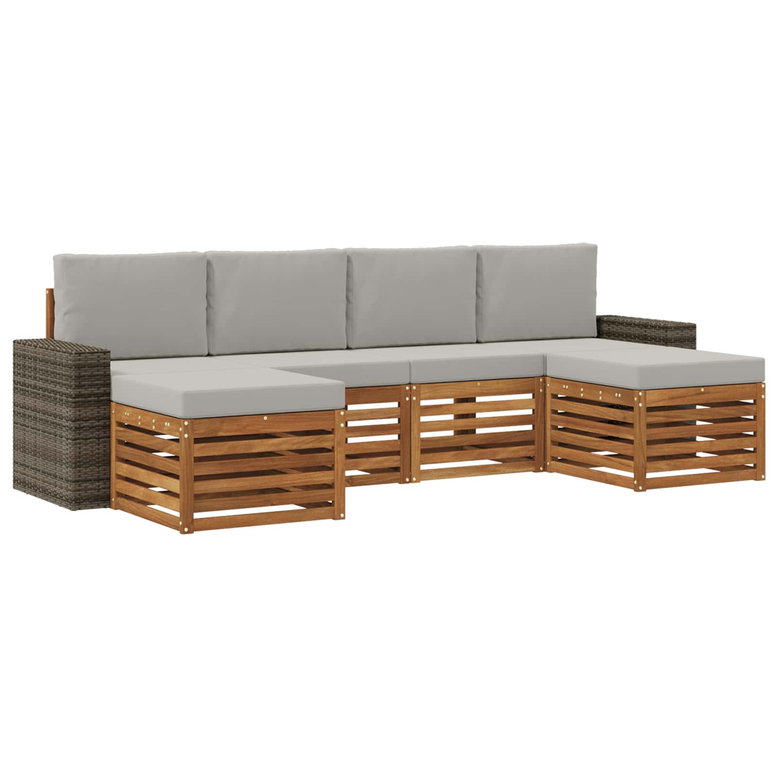 Sofa-Sets 6 pcs Naturel en lichtgrijs Massief Acaciahout image 1