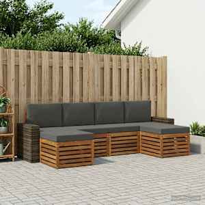 Sedežne garniture z blazino 6 pcs Naravna in antracitna