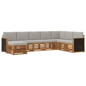 Zunanja garnitura za sedenje 6 pcs Naravna in svetlo siva