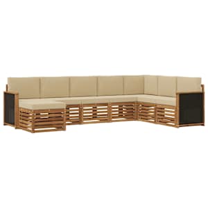 Zunanja garnitura za sedenje z blazino 6 pcs Naravna