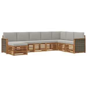 Zunanja garnitura za sedenje 6 pcs Naravna in svetlo siva