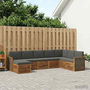 Zunanja garnitura za sedenje 6 pcs Naravna in antracitna