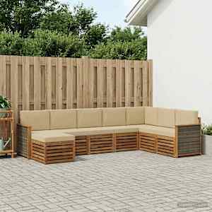 Zunanja garnitura za sedenje z blazino 6 pcs Naravna