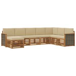 Zunanja garnitura za sedenje z blazino 6 pcs Naravna