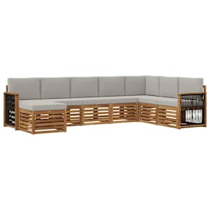 Zunanja garnitura za sedenje 6 pcs Naravna in svetlo siva