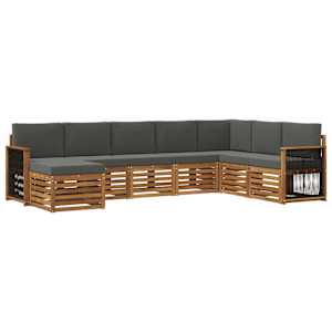 Zunanja garnitura za sedenje 6 pcs Naravna in antracitna