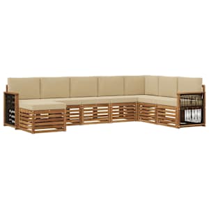 Zunanja garnitura za sedenje z blazino 6 pcs Naravna