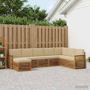 Zunanja garnitura za sedenje z blazino 6 pcs Naravna