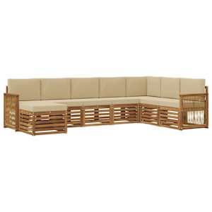 Zunanja garnitura za sedenje z blazino 6 pcs Naravna