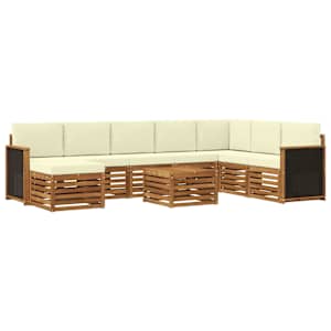 Zunanja garnitura za sedenje z blazino 7 pcs Naravna in smetana