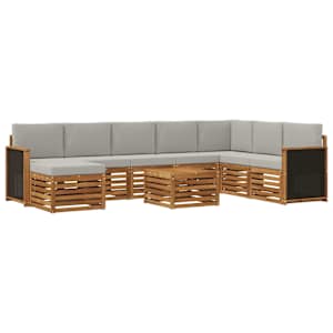 Zunanja garnitura za sedenje 7 pcs Naravna in svetlo siva