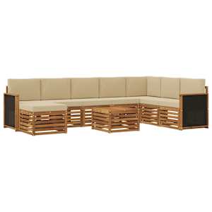 Zunanja garnitura za sedenje z blazino 7 pcs Naravna