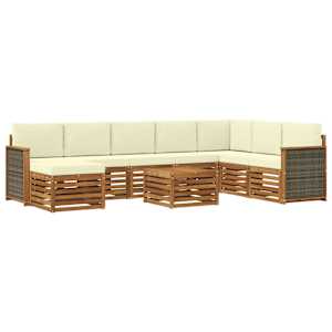 Zunanja garnitura za sedenje z blazino 7 pcs Naravna in smetana